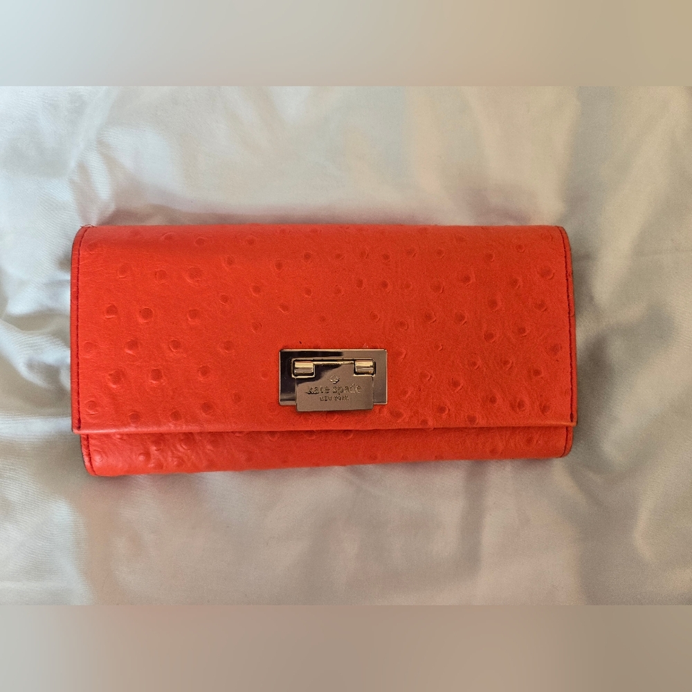 Kate Spade Wellesley Ostrich Wallet in Flame